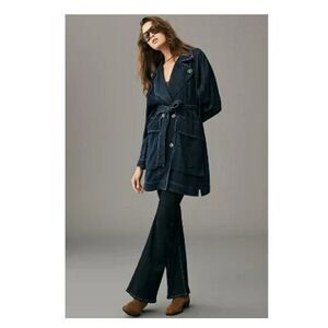 Anthropologie Pilcro Oversized Draped Dolman Denim Trench Coat
